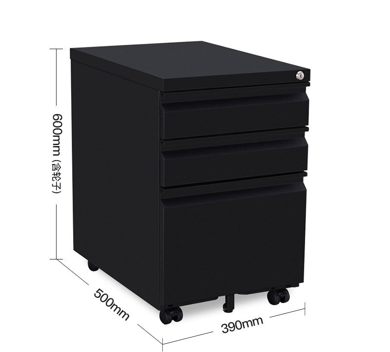 Archivero De 3 Cajones Con Llave Y Llantas  MP-YZ01W  YZ01B