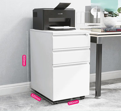 Archivero De 3 Cajones Con Llave Y Llantas  MP-YZ01W  YZ01B