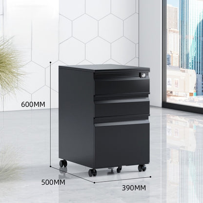 Archivero De 3 Cajones Con Llave Y Llantas  MP-YZ01W  YZ01B