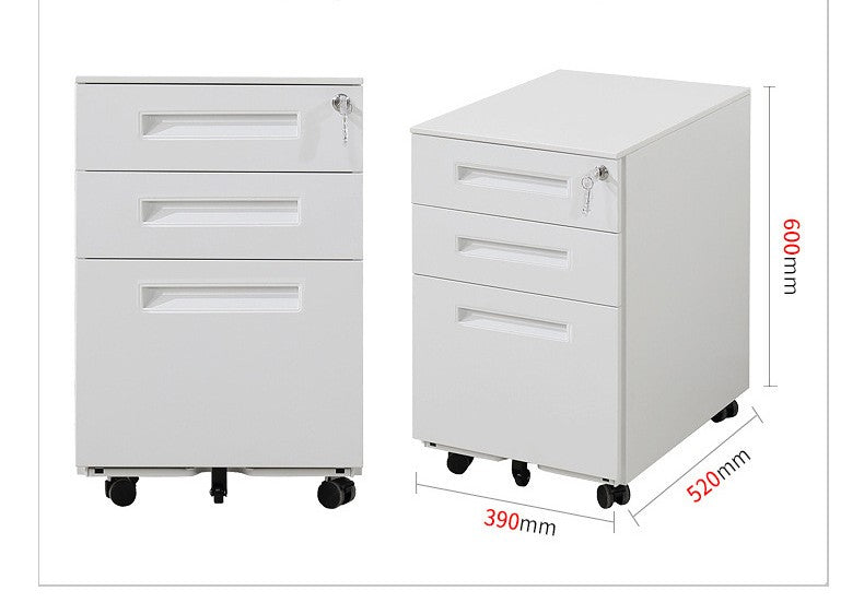 Archivero De 3 Cajones Con Llave Y Llantas  Model MP-FL01W  FL01B