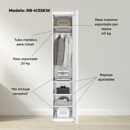 Ropero Closet Armario Metálico 1 Puerta con Colgador