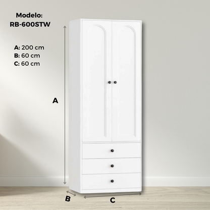 Armario Modular 2 Puertas con 3 Cajones 60cm