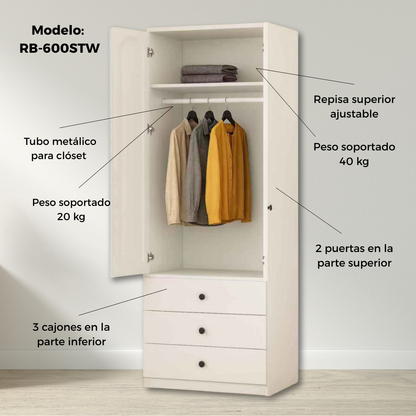 Armario Modular 2 Puertas con 3 Cajones 60cm