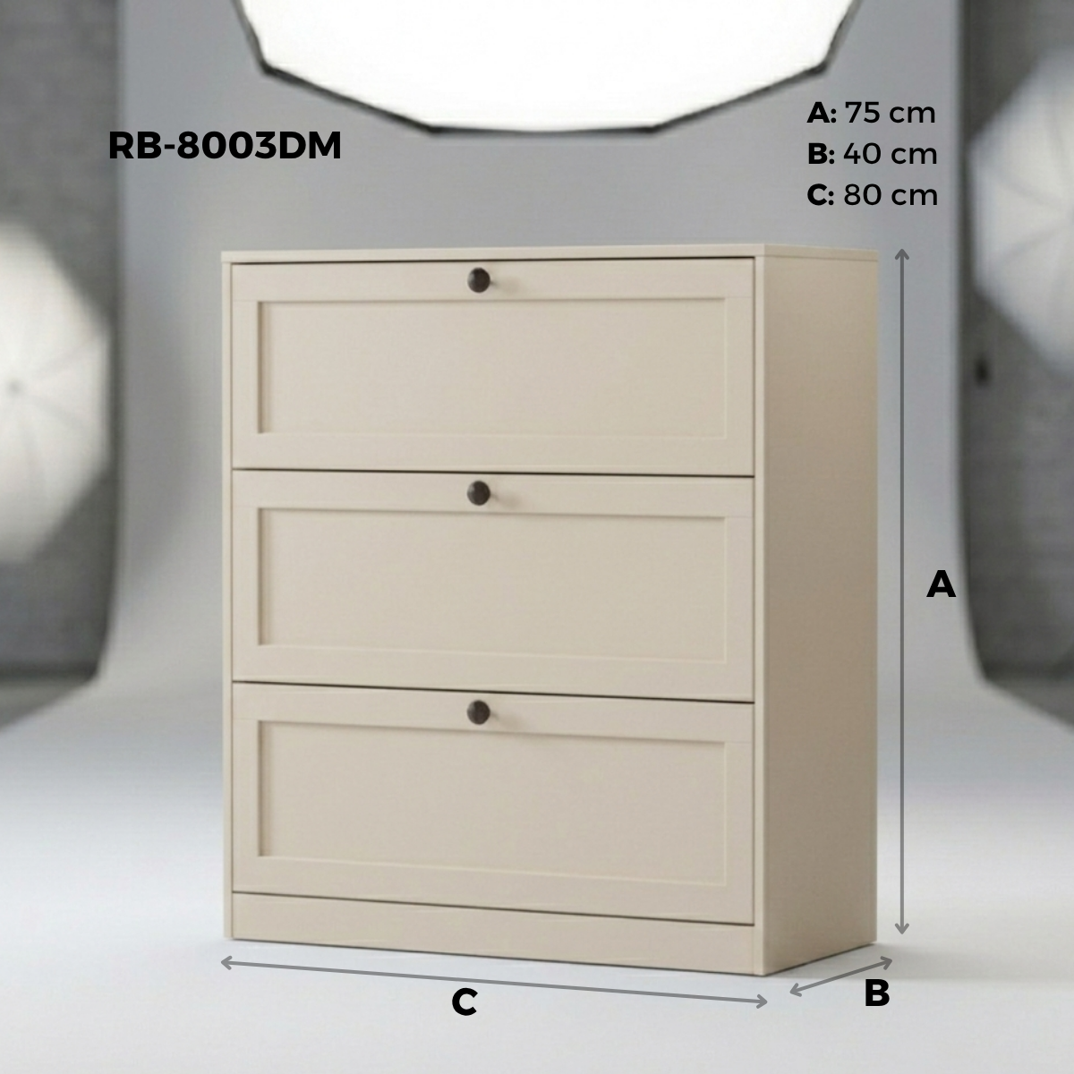 3-tier metal chest of drawers