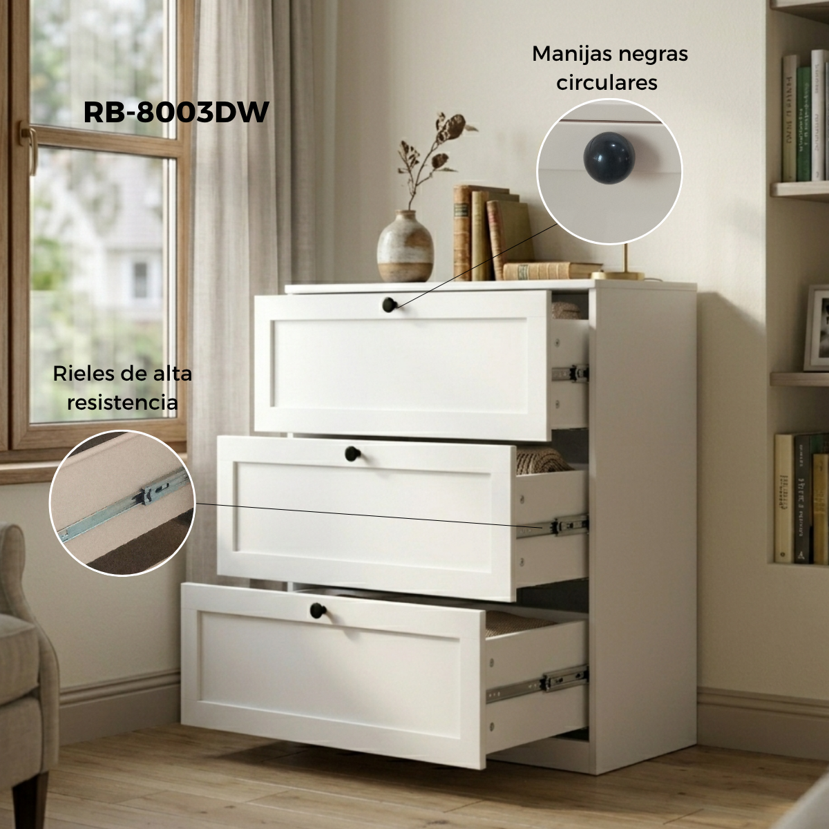 3-tier metal chest of drawers