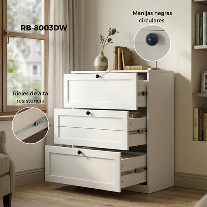 3-tier metal chest of drawers