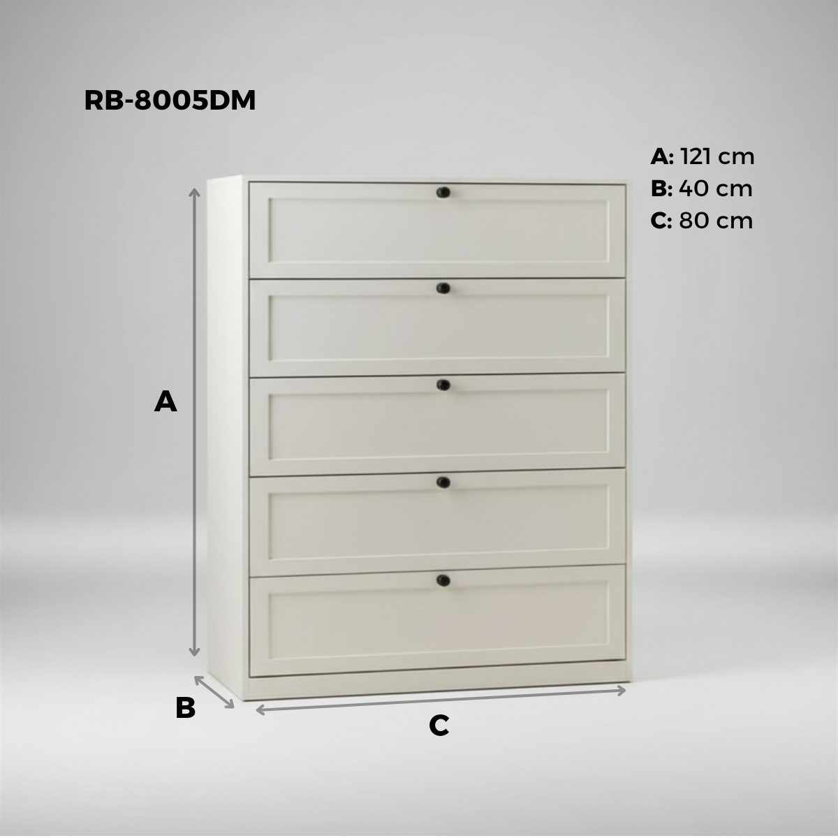5-tier metal chest of drawers