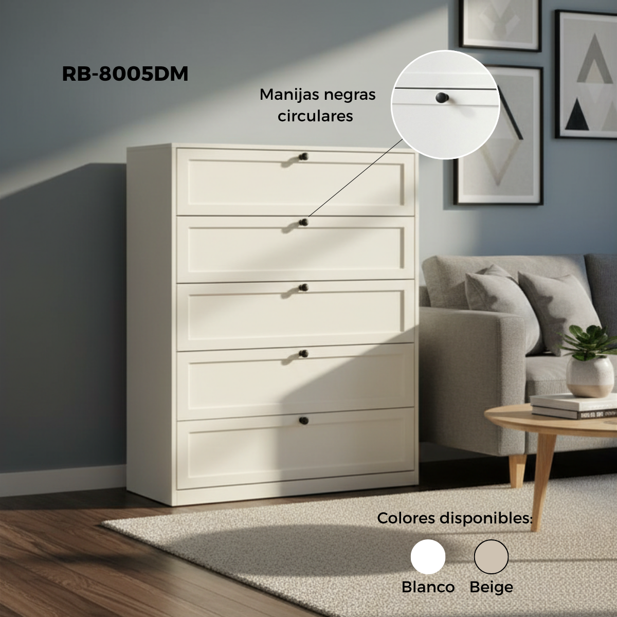 5-tier metal chest of drawers