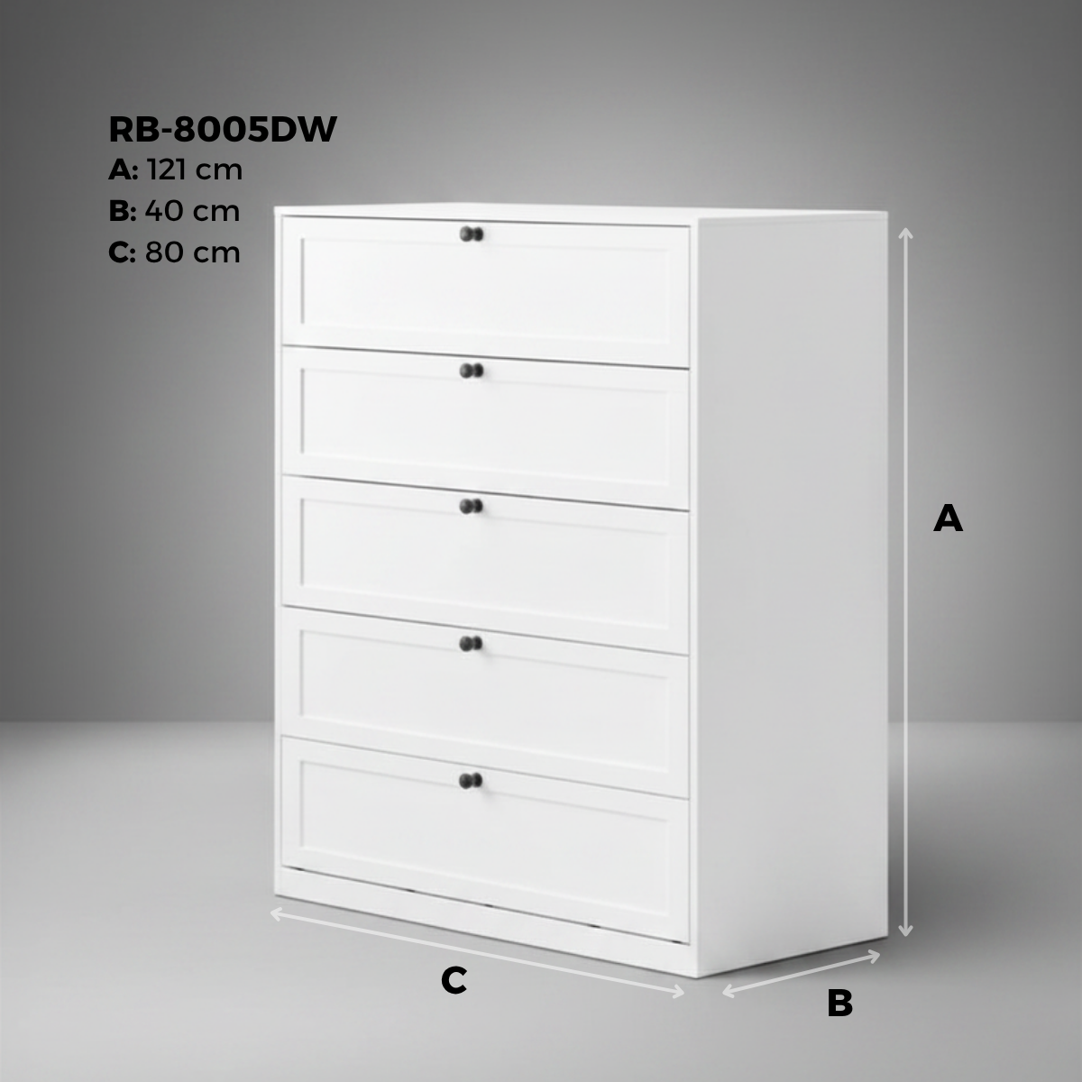 5-tier metal chest of drawers