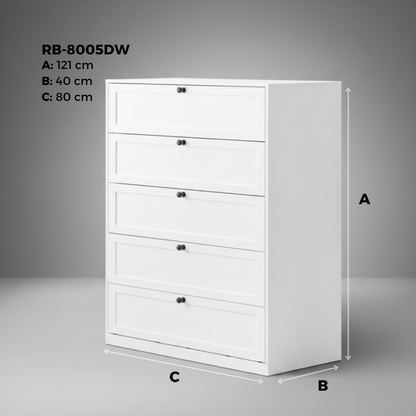5-tier metal chest of drawers