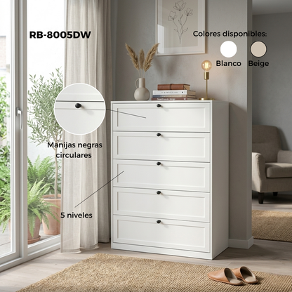 5-tier metal chest of drawers