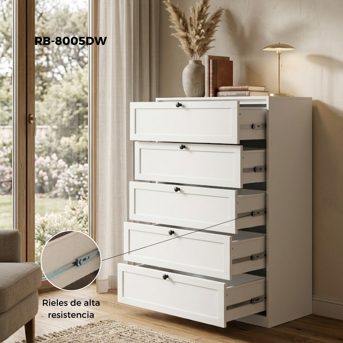 5-tier metal chest of drawers