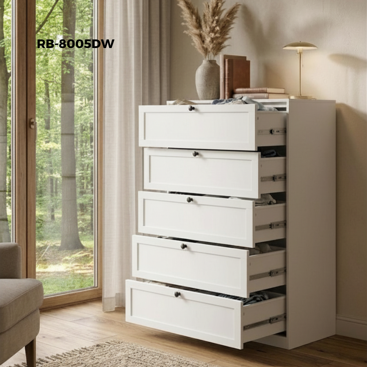 5-tier metal chest of drawers