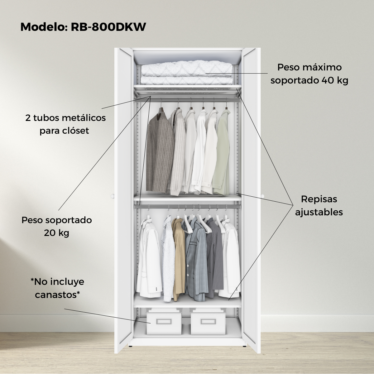 Armario Modular 2 Puertas 80cm