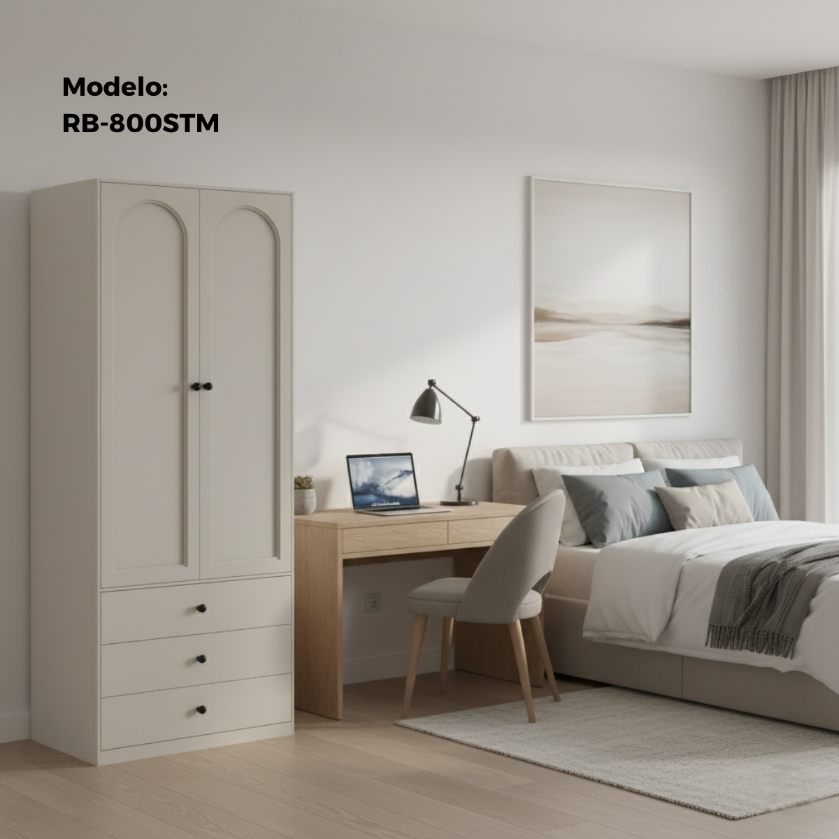 Armario Modular 2 Puertas con 3 cajoneras