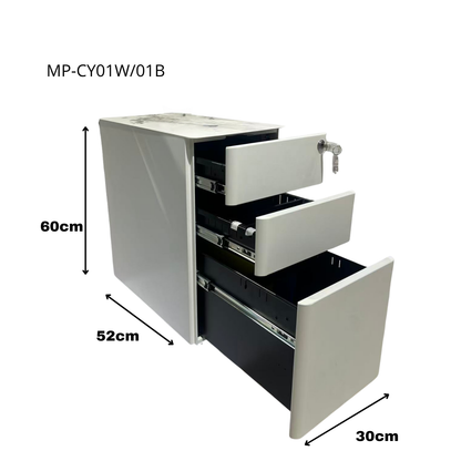 Archivero De 3 Cajones Con Llave Y Llantas - Modelo CY01