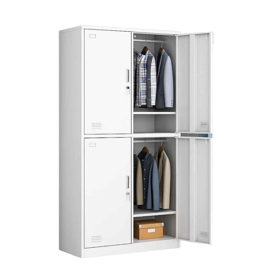 Casillero Locker Metálico De 4 Puertas Con Llave Blanco