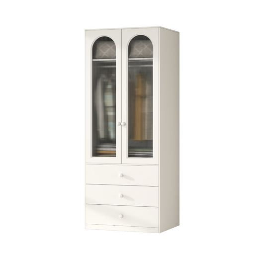 Armario Ropero Closet Metálico De 2 Puertas Con Colgador y Cajones