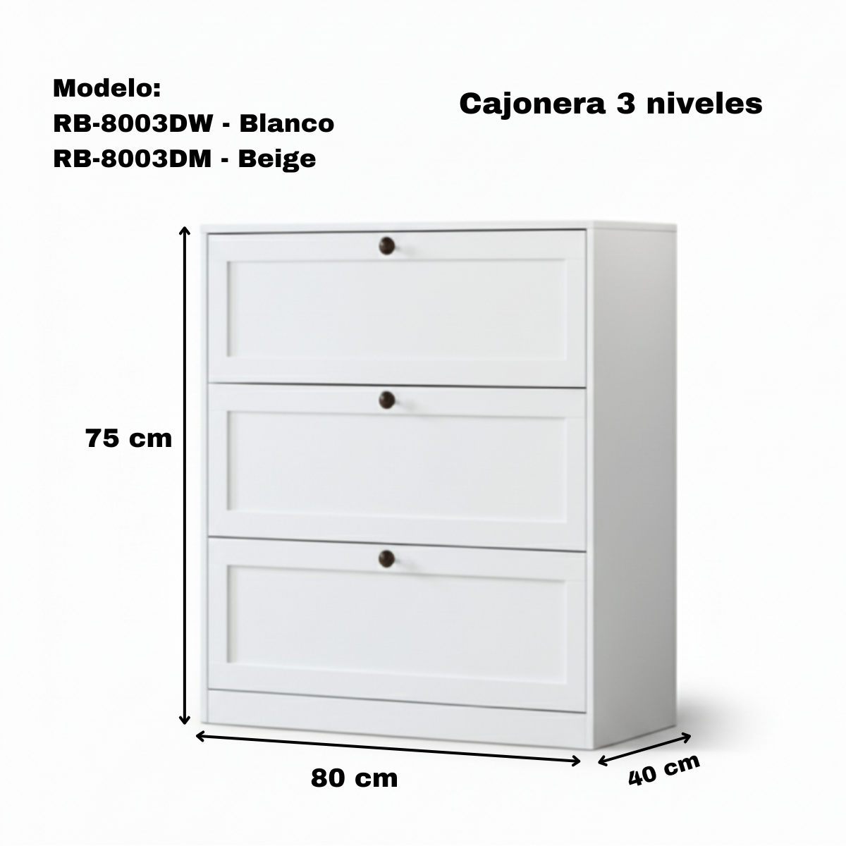 Cajonera de metal de 3 niveles