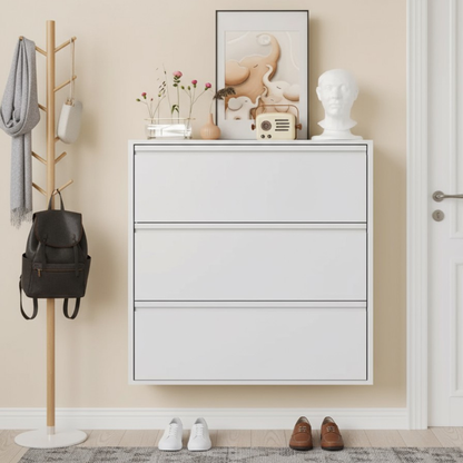 Modern Metal Shoe Rack Organizer with 3 Tiers - White