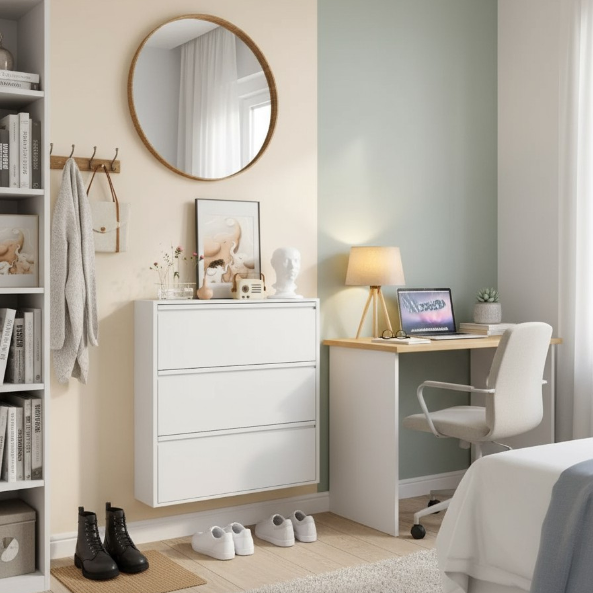 Modern Metal Shoe Rack Organizer with 3 Tiers - White