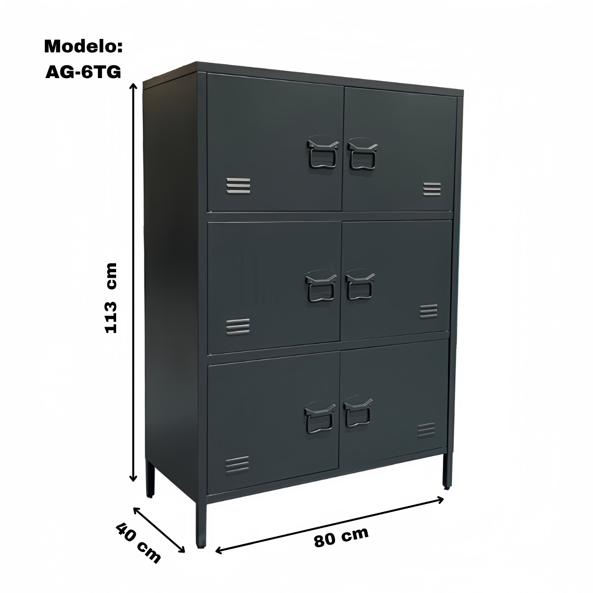 AQUA 6-Section Horizontal Metal Locker/Organizer