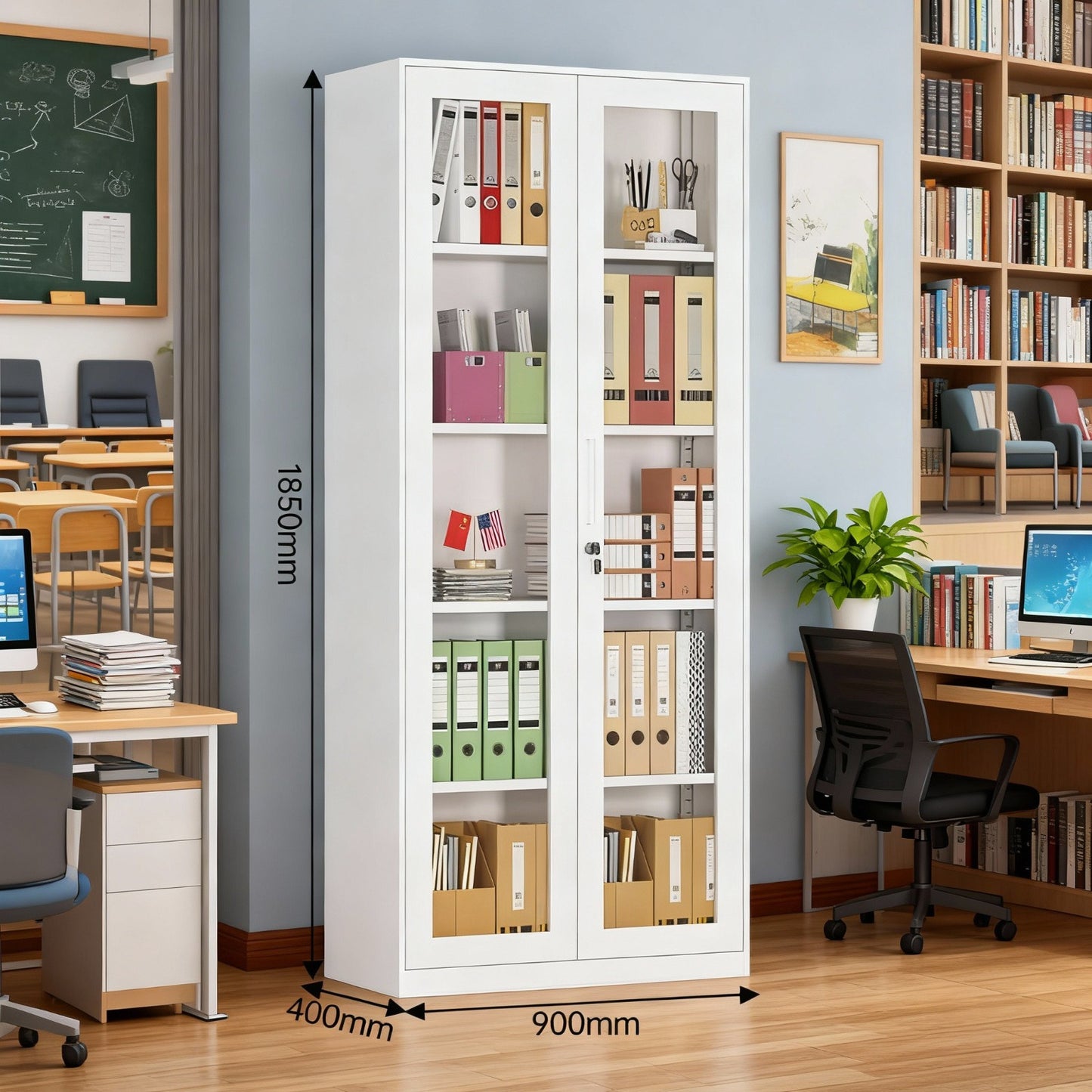 Metal Filing Cabinet Closet with Full Transparent Door