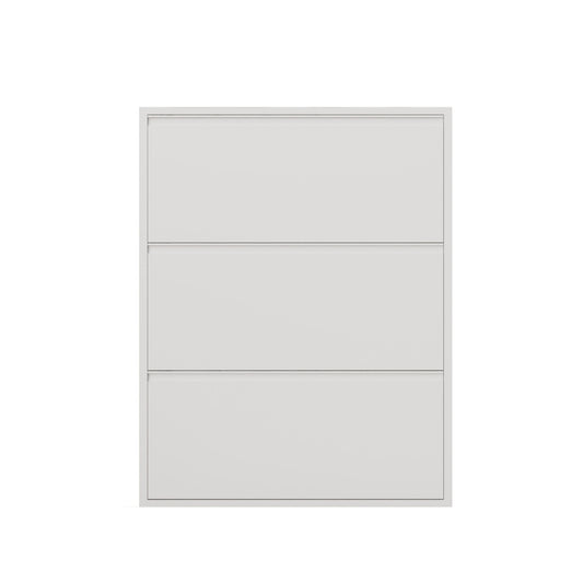 Modern Metal Shoe Rack Organizer with 3 Tiers - White