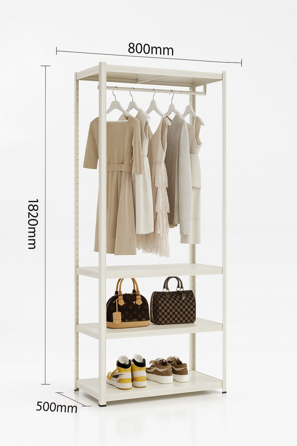 Closet Ropero Gran Capacidad Abierto Armable Fuerza Metal Blanco