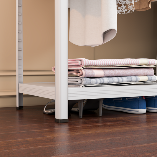 Closet Ropero Gran Capacidad Abierto Armable Fuerza Metal Blanco