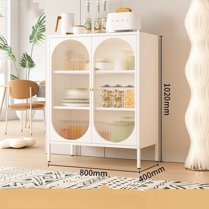 Metal filing cabinet with transparent cupboard-style doors