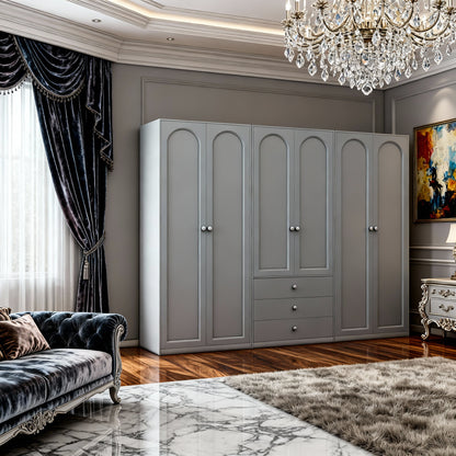 Metal Wardrobe Closet with 2 Doors, Hanging Rail, and Drawers