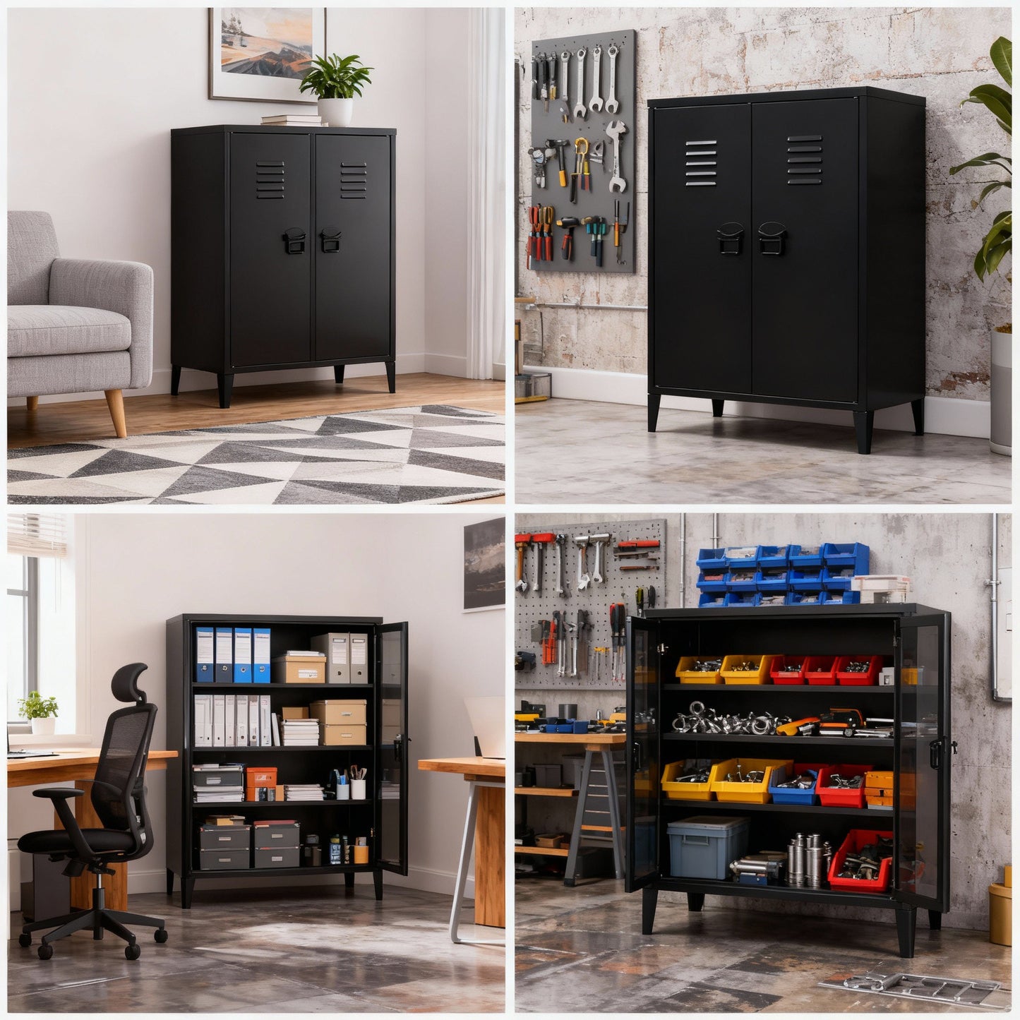 2-Section 2-Door Metal Locker/Organizer