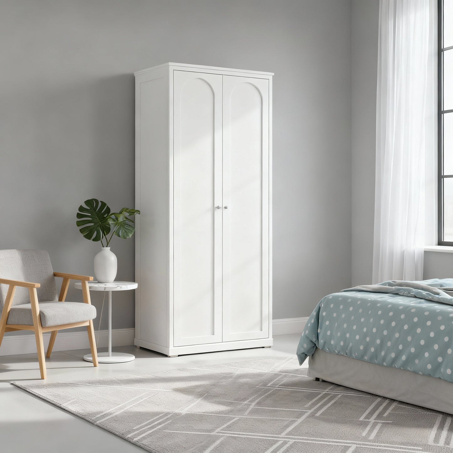 Armario Modular 2 Puertas 80cm FUERZA METAL | 200–240cm | White / Beige