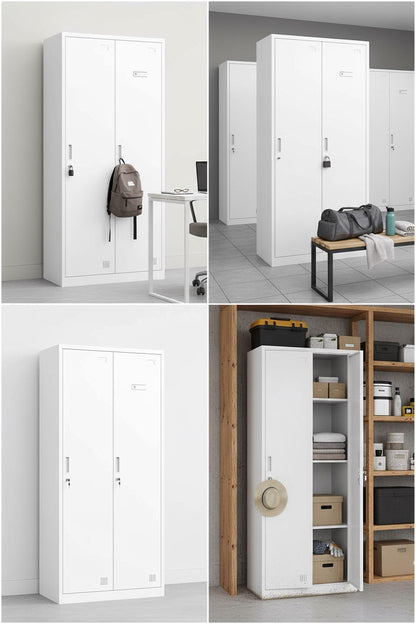Metal Locker Cabinet with 2 Doors and Key