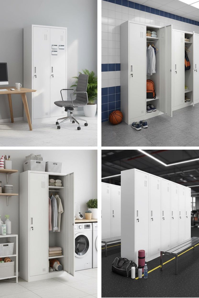 Metal Locker Cabinet with 2 Doors and Key